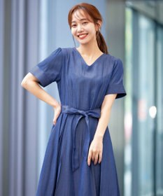 Tiaclasse L デニムフレアワンピース