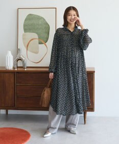 Green Parks 花柄シフォン楊柳ワンピース