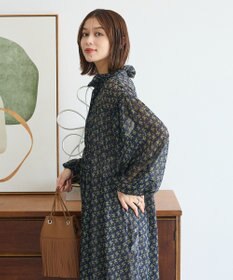 Green Parks 花柄シフォン楊柳ワンピース