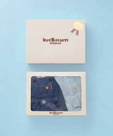 MIKI HOUSE HOT BISCUITS ワンポイントデニムオーバーオール＆ワンポイントトレーナーギフトセット【BOX付き】