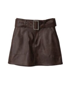 WEGO ベルト付ヴィンテージライクFレザーミニスカート