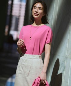 23区 L 【見上愛さん着用】レーヨンポリエステルストレッチ プルオーバー ニット ピンク系