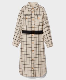 GRACE CONTINENTAL ウールチェックシャツワンピース