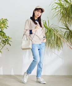 Tiaclasse L 【洗える】配色パフスリーブシャツブラウス