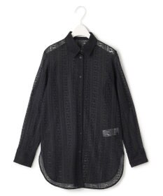 ICB 【洗える】 ストライプラッセルレース シャツ