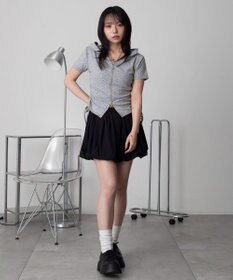 WEGO 半袖ドロストWジップパーカー