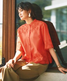 自由区 【カタログ掲載・接触冷感・UVカット・洗える】デニムライクボトムフレアワイド パンツ