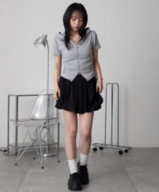 WEGO 半袖ドロストWジップパーカー