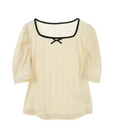 earth music&ecology フロントリボンパフスリーブプルオーバー