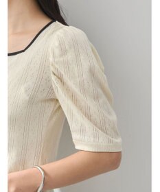 earth music&ecology フロントリボンパフスリーブプルオーバー