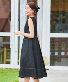 Tiaclasse 【洗える】デニムタックフレアワンピース