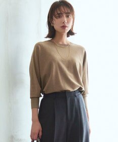 23区 L 【洗える/吊り干しOK】ヴィスコースストレッチ ドルマンスリーブ ラメ ニット