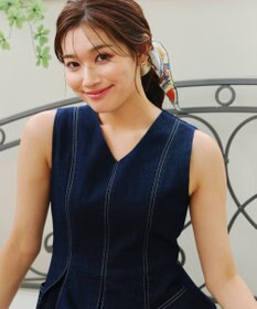 Tiaclasse 【洗える】デニムタックフレアワンピース