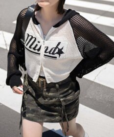 WEGO メッシュラグランニットパーカー