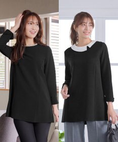 Tiaclasse 【3WAY・ストレッチジョーゼット】付け襟チュニック