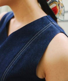 Tiaclasse 【洗える】デニムタックフレアワンピース