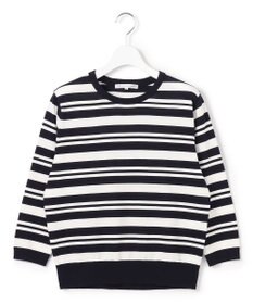 23区 L 【先行予約】プレミアムビオコットン クルーネック ボーダー ニット