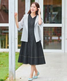 Tiaclasse 【洗える】デニムタックフレアワンピース