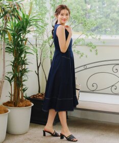 Tiaclasse 【洗える】デニムタックフレアワンピース