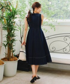 Tiaclasse 【洗える】デニムタックフレアワンピース