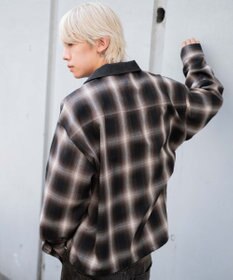 WEGO 【ユニセックス着用ITEM/MLサイズ展開】オンブレチェックシャツジャケット