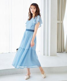 Tiaclasse L 【洗える】シフォンチェック配色フリルワンピース