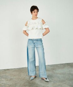 GRACE CONTINENTAL フリルリブカットトップ