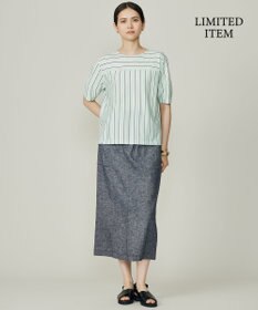 自由区 S 【WEB限定・洗える】ストライプハイゲージジャージー カットソー