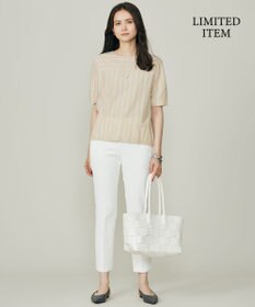 自由区 S 【WEB限定・洗える】ストライプハイゲージジャージー カットソー