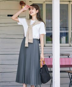 Tiaclasse 【ウエストゴム・洗える】カットソーアコーディオンプリーツスカート