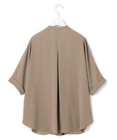 ICB 【接触冷感・UVケア・速乾】BackSatinAmunzen 5分袖バンドカラーブラウス