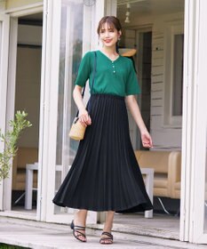 Tiaclasse 【ウエストゴム・洗える】カットソーアコーディオンプリーツスカート