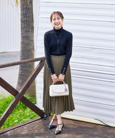 Tiaclasse 【ウエストゴム・洗える】カットソーアコーディオンプリーツスカート