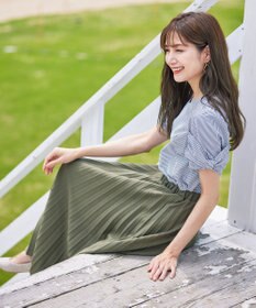 Tiaclasse 【ウエストゴム・洗える】カットソーアコーディオンプリーツスカート