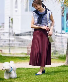 Tiaclasse 【ウエストゴム・洗える】カットソーアコーディオンプリーツスカート