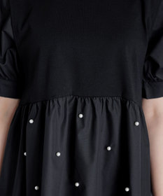 Tiaclasse L 【洗える】パール付きカットソードッキングブラウス