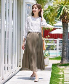 Tiaclasse 【ウエストゴム・洗える】カットソーアコーディオンプリーツスカート