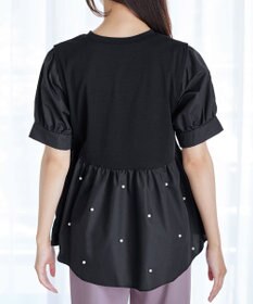Tiaclasse L 【洗える】パール付きカットソードッキングブラウス