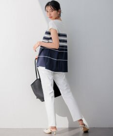 23区 【洗える】ランダムボーダー フレンチスリーブ カットソー