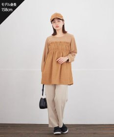 Tiaclasse L ミニチェッカー裏起毛・ストレートパンツ