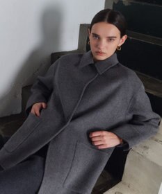 BEIGE， 【WEB限定】PAYSON / ウールリバーオーバーサイズステンカラーコート