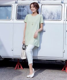 Tiaclasse 【洗える】リボン袖ニットチュニックブラウス