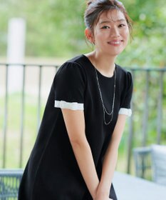 Tiaclasse 【洗える】リボン袖ニットチュニックブラウス