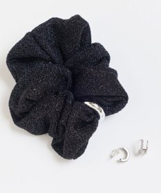 Phoebe <オンワード限定セット>メタルグリッターシュシュ×メタル×ビジュー2ラインピアス