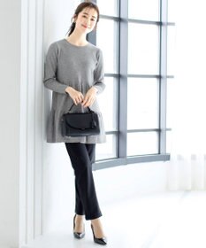 Tiaclasse L 【洗える】大人華やぐ2段ティアードニットチュニック