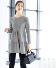 Tiaclasse L 【洗える】大人華やぐ2段ティアードニットチュニック