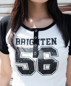 WEGO グラフィックラグランヘンリーネックT