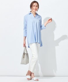 自由区 【洗える】エンブロイダリー スキッパーチュニック