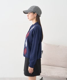 earth music&ecology 【予約】襟付きアーガイルニットカーディガン