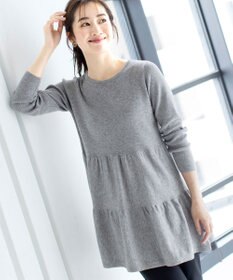 Tiaclasse L 【洗える】大人華やぐ2段ティアードニットチュニック